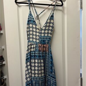 Blue and White Patterned Women's Dress
